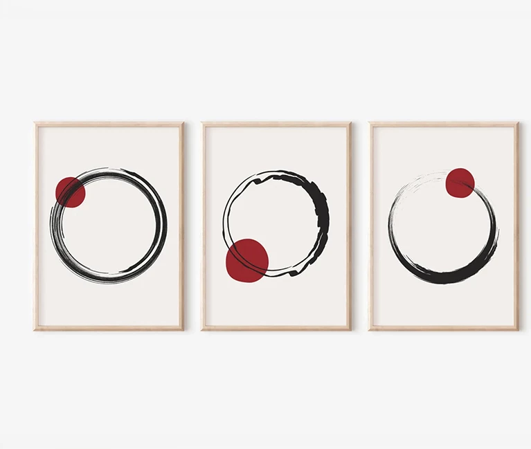 Set pikturash murale në kornizë Mistra, triptik, printim digjital, 33x1.5x48cm