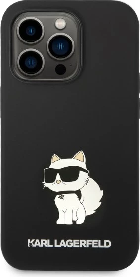 Mbështjellës silikon Karl Lagerfeld Choupette për iPhone 14 Pro Max, i zi
