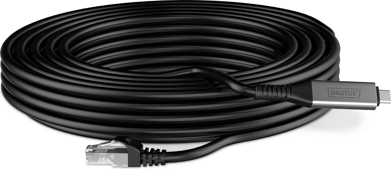 Kabllo rrjeti Digitus USB-C në RJ-45, Cat6a, 10m, e zezë