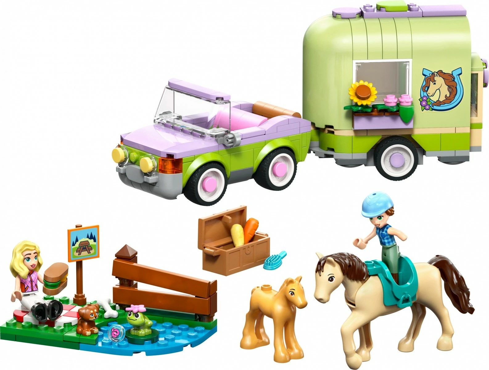 Set blloqe LEGO Friends 42695 Horse Trailer with Foal, 279 pjesë, 7+