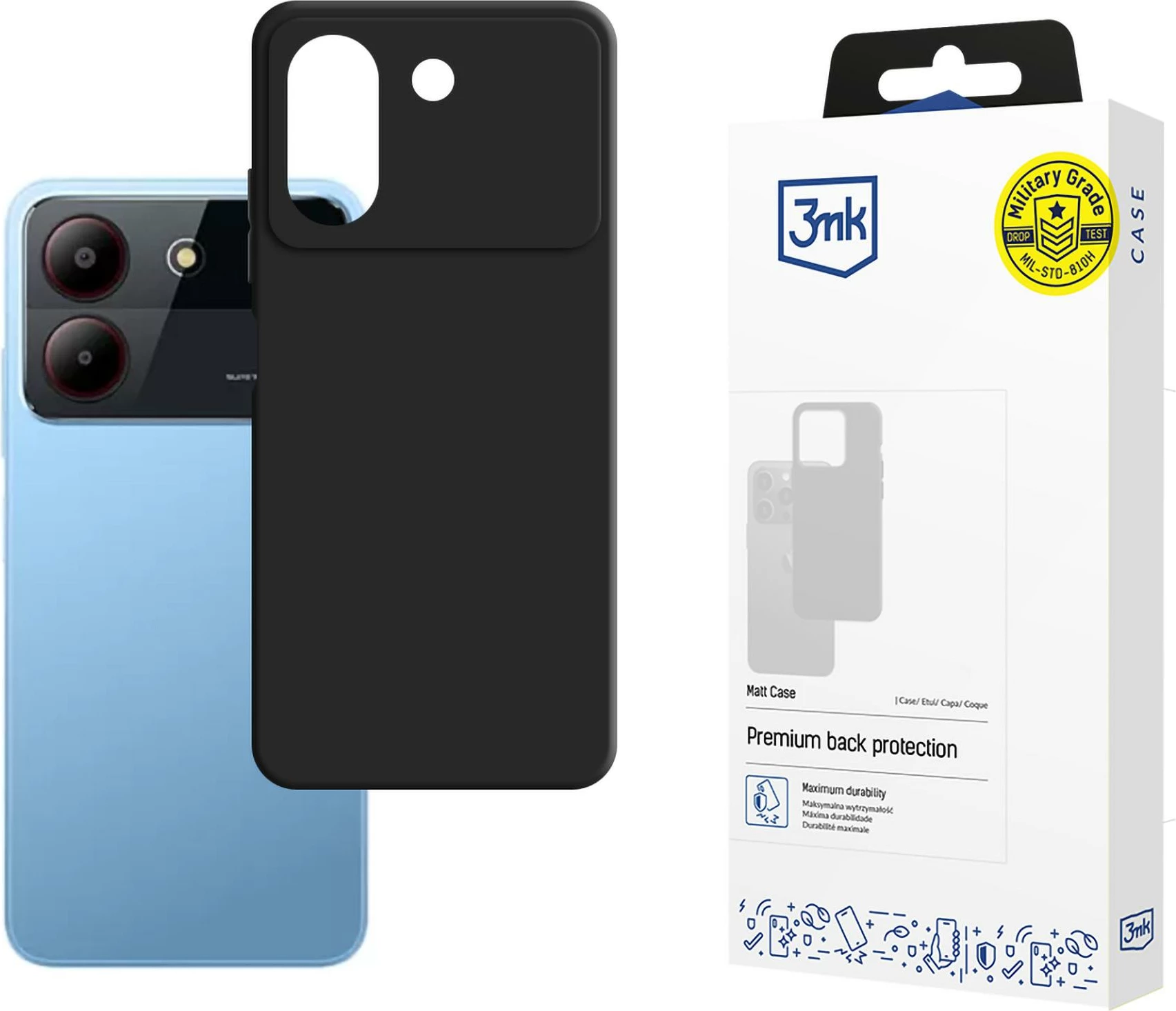 Mbështjellës 3mk Matt Case për ZTE Blade A54, i zi