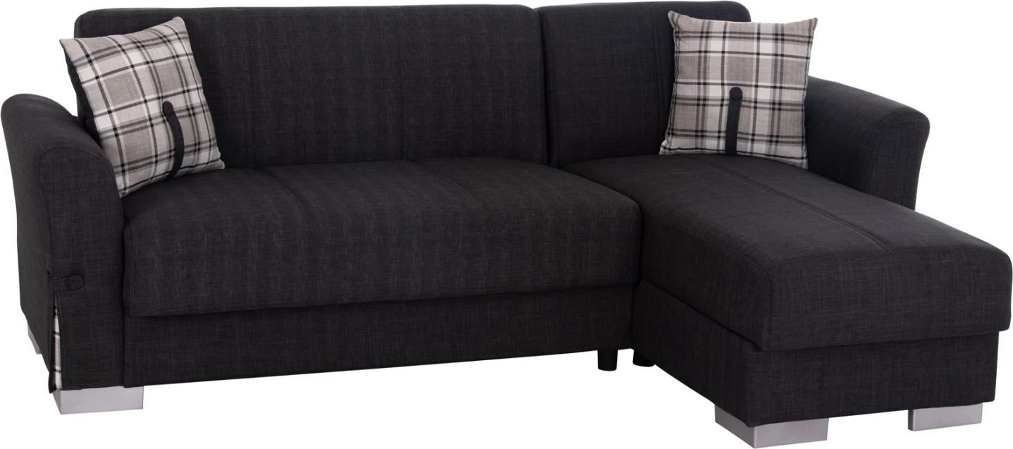 Kënd divan me shtrat dhe hapësirë për depo, ngjyrë antracit, BRONKO FH3291.01, 218x138x77cm