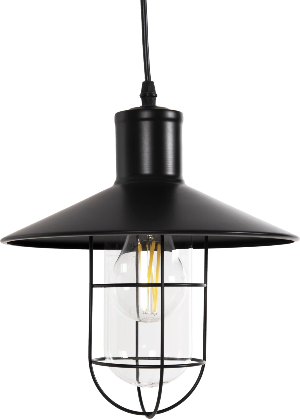 Llambë varëse tavani FH4119 metal-qelq, e zezë, Φ26x125H cm