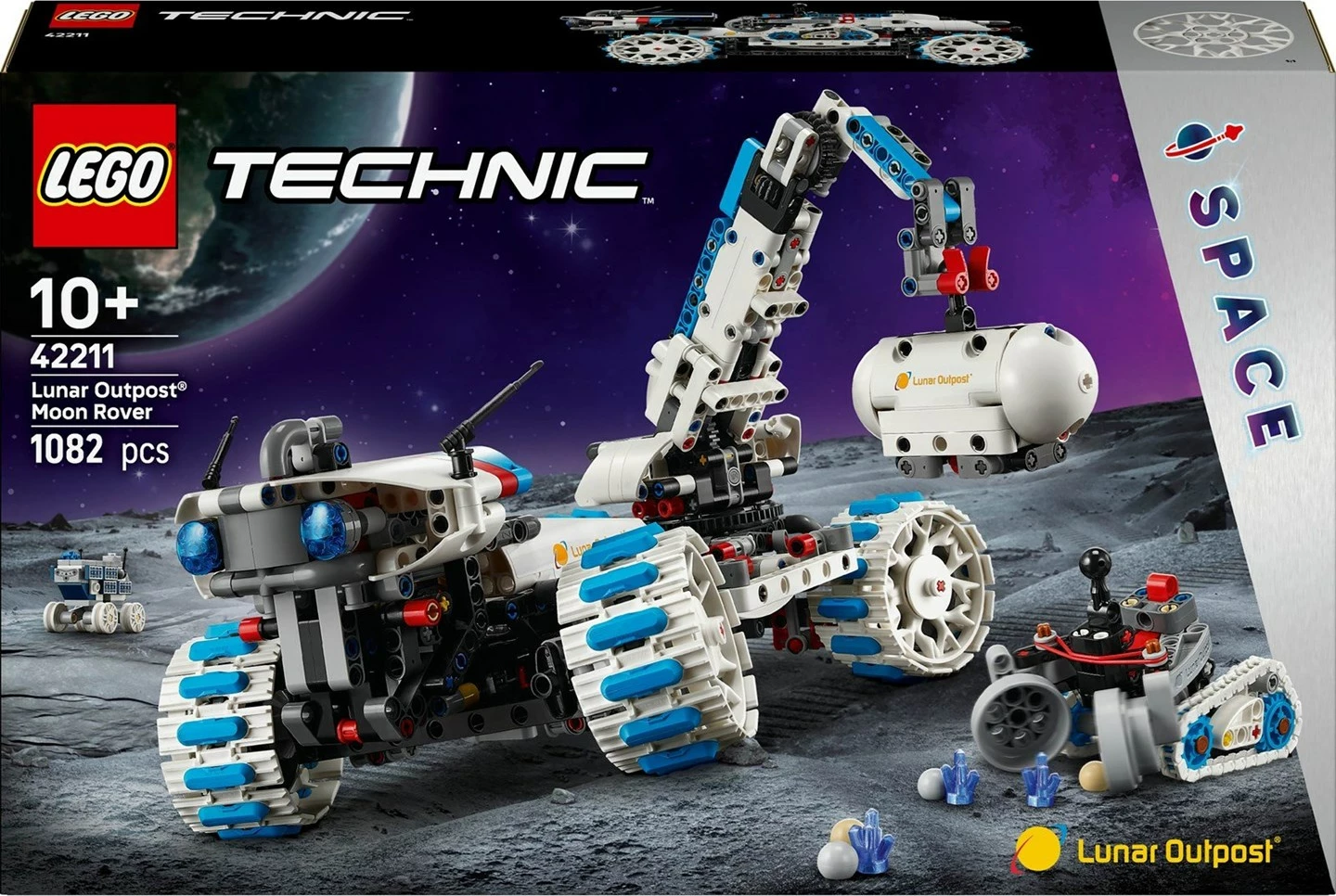 Set LEGO Technic Lunar Outpost Moon Rover 42211, 1082 pjesë, për fëmijë 10+