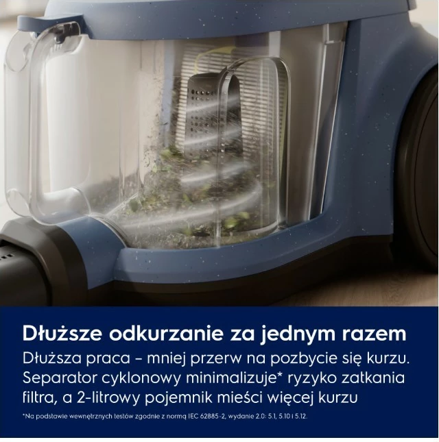 Fshesë me korent pa qese, Electrolux EL51A2UG, 1000 W, 2 L, ciklonike, filtrimi HEPA, rreze 9 m, gri