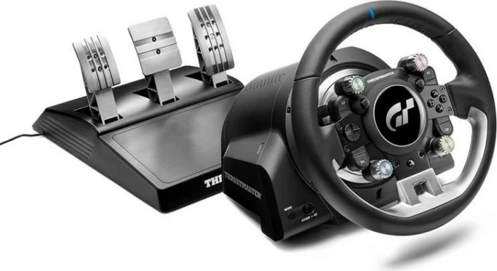 Set timoni Thrustmaster T-GT II me 3 pedale, për PC/PS4/PS5, Force Feedback, i zi/gri
