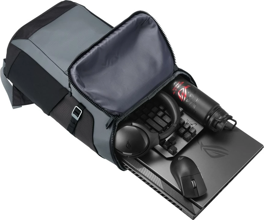 çantë shpine për laptop 17 inç, Asus ROG Ranger BP2701 Cybertext, gri/zezë