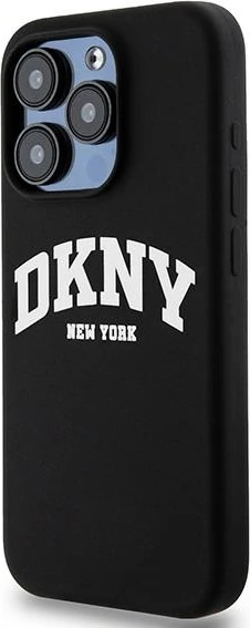 Mbështjellës DKNY Liquid Silicone me logo të bardhë, për iPhone 13 Pro/13, MagSafe, i zi
