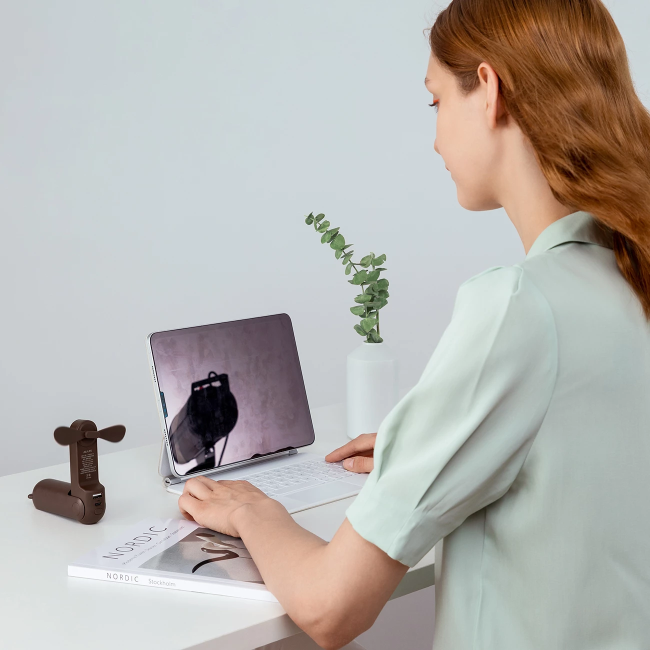 Ventilator dore Jisulife Handheld Fan Life8 Plus, 4500 mAh, USB-C, kafe