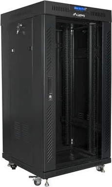 Kasë rack LANBERG 19" 22U 600x600mm, e zezë, derë xhami