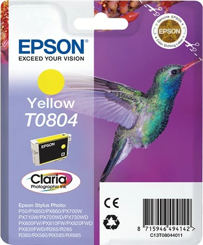 Bojë Epson Hummingbird T0804, Pigment, 7.4 ml, Verdhë