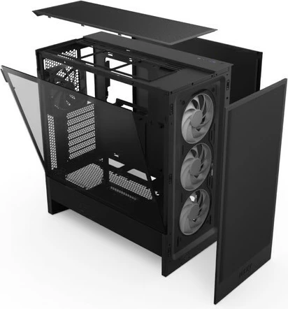 Kasë NZXT H5 FLOW RGB, Midi Tower, xham i temperuar, e zezë