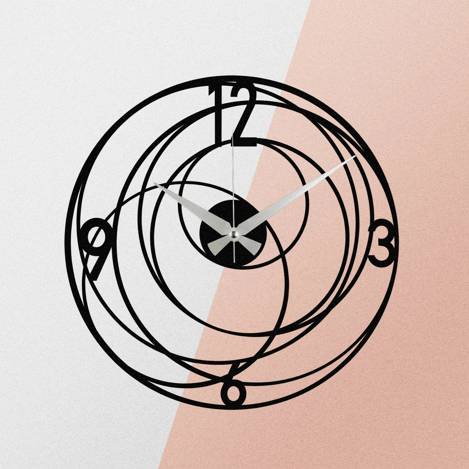 Orë muri dekorative prej metali, Wallity Enzoclock - S027, e zezë, 48x48cm