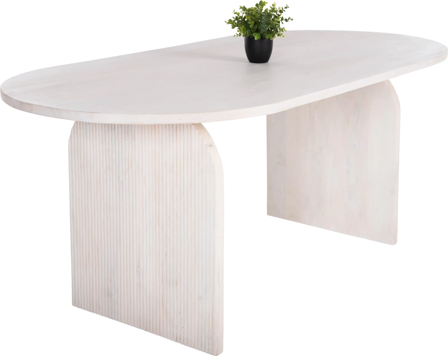 Tavolinë ovale për ngrënie, dru mango, ngjyrë e bardhë, FH9690, 180,5x90,5x76 cm