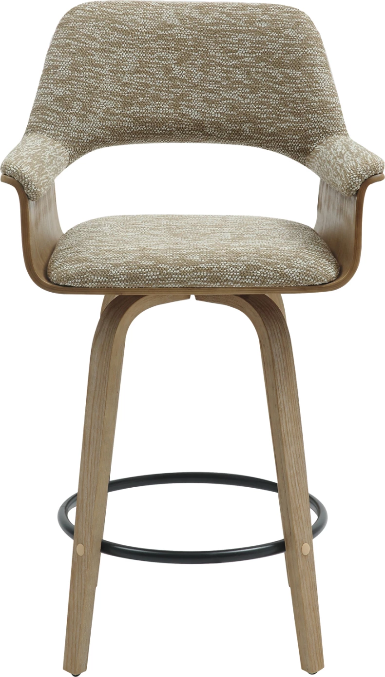 Karrige për bar mesatare CLIPP FH9987.01, dru i bardhë, pëlhurë bezhë, 57,5x53x98H cm, set prej 2 copë