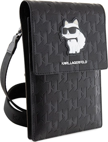 Çantë për celular Karl Lagerfeld KLWBSAKHPCK Saffiano Monogram Choupette, e zezë