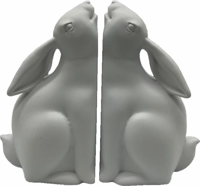 Set mbajtës librash Bun Bun, 2 copë, polirezine, të bardhë, 22x9x18cm