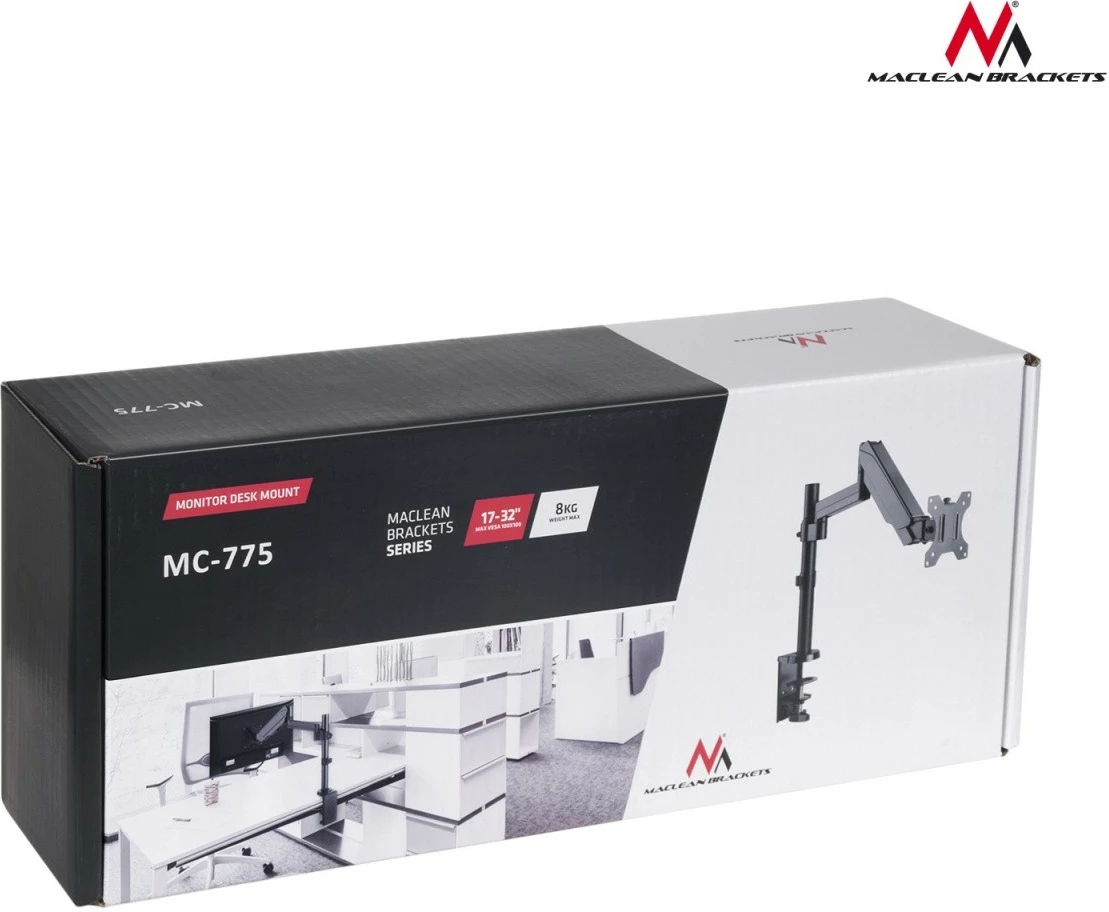 Mbajtës monitori Maclean MC-775 me krah me gaz, 17-32", i zi