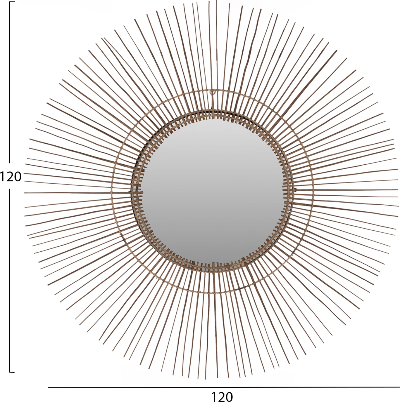 Pasqyrë rrethore me kornizë nga shkopinj kokosi, ngjyrë natyrale, 120x4x120Hcm, FH7732