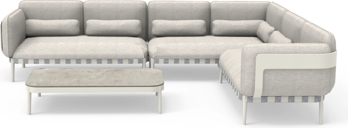 Set lounge për jashtë, 4 pjesë, PEGASUS CD6199.02, alumin i bardhë krem, litar P.E. bezhë & material OLEFIN