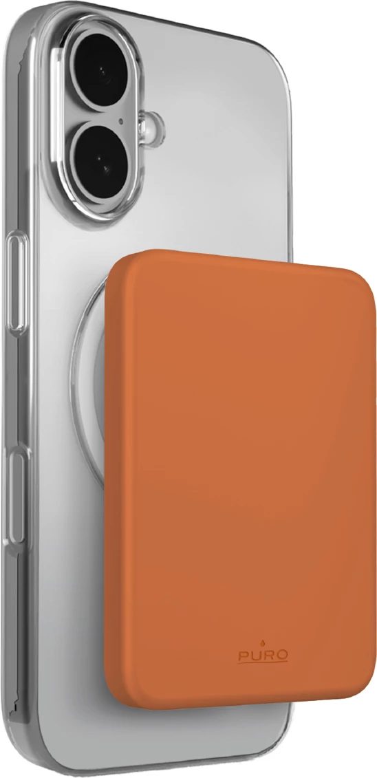 Power bank Puro Slim Power Mag 4200 mAh MagSafe USB-C wireless 15W ultra i hollë portokalli