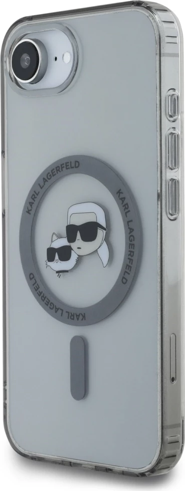 Mbështjellës Karl Lagerfeld IML Metal Karl & Choupette Heads MagSafe për iPhone 16e, i zi