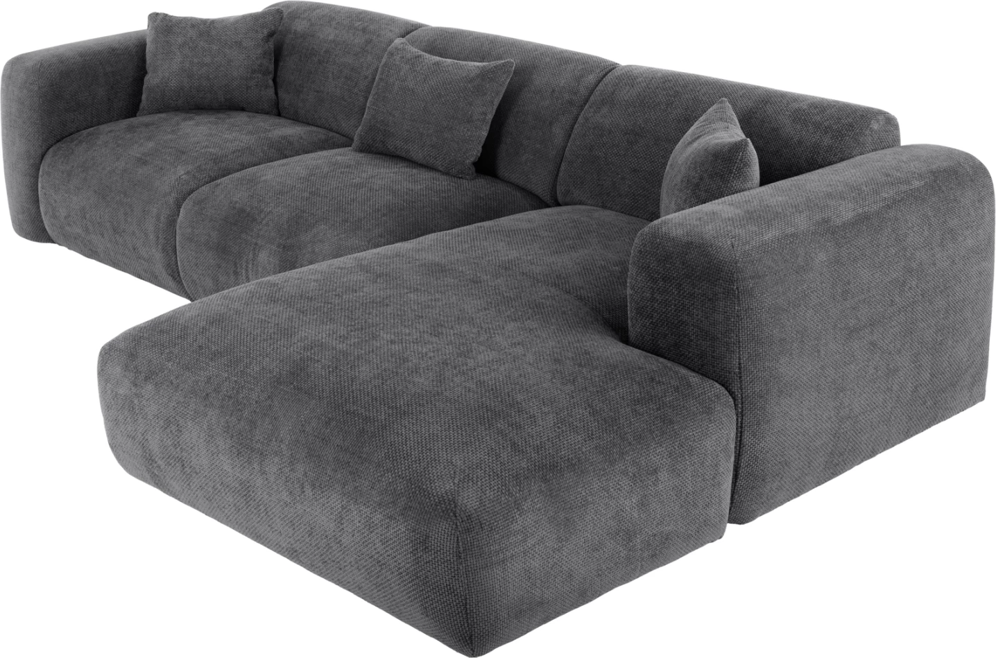 Divan qoshe BRICKEN FH3275.04R, pëlhurë antracit, 110-282x98-160x72H cm