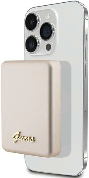 Powerbank wireless Guess Metal Script Logo MagSafe 3000mAh, 5W, Gold