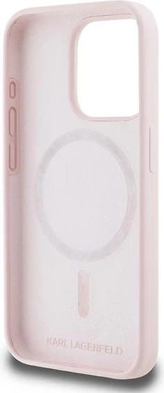 Mbështjellës Karl Lagerfeld Silicone Karl & Choupette MagSafe për iPhone 15 Pro, Rozë