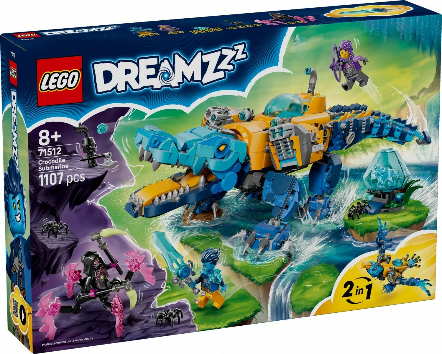 Set LEGO DREAMZzz 71512 Crocodile-Submarine, 1107 pjesë, 2-në-1, 8+
