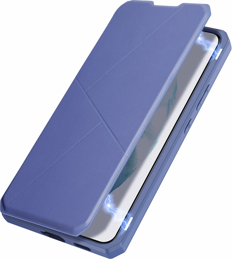 Mbështjellës Dux Ducis Skin X për Samsung Galaxy S22+, me xhep kartelash, me qëndrim, Blu