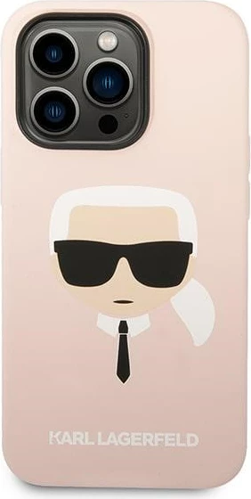 Mbështjellës Karl Lagerfeld Silicone Karl`s Head për iPhone 14 Pro 6.1", rozë, me MagSafe