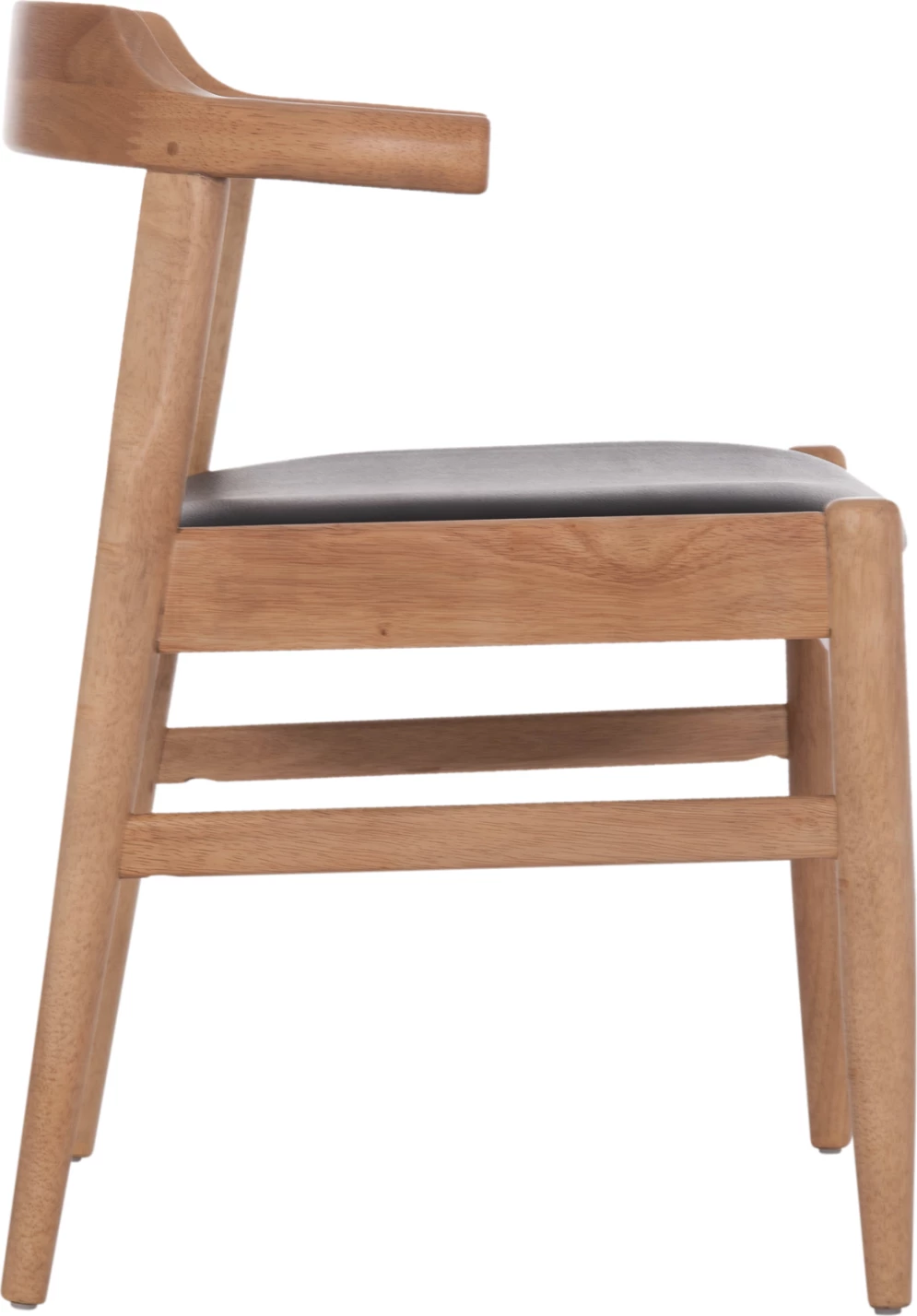 Karrige ngrënieje CERSEI, dru kauçuku, ngjyrë lisi e çelët & ulëse PU e zezë, 57x53x72cm, set prej 2 copash