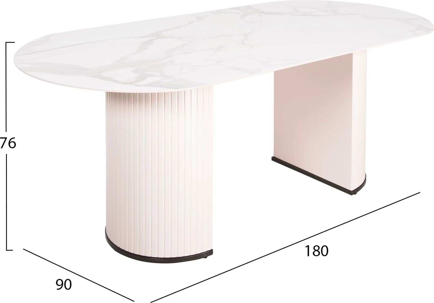 Set për darkë 7 pjesë, tavolinë CORBY & 6 karrige WINON (bej)