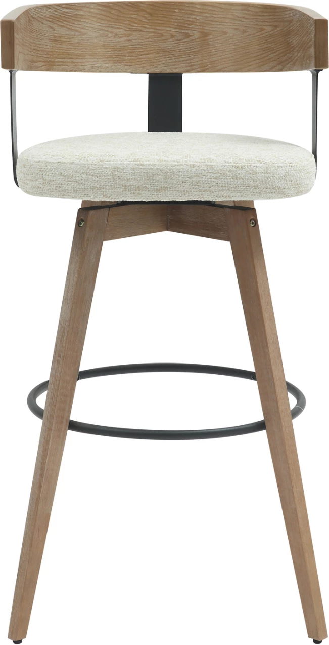 Karrige për bar, lartësi mesatare, rrotulluese, LANI FH9988.01, këmbë druri ahu, shpinë kompensatë, ndenjëse pëlhure ecru, 52,5x50.5x88H cm, set prej 2 copash