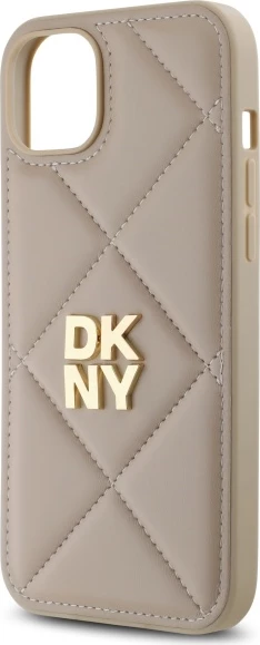 Mbështjellës DKNY Quilted Stack Logo për iPhone 15 Plus, Bezhe