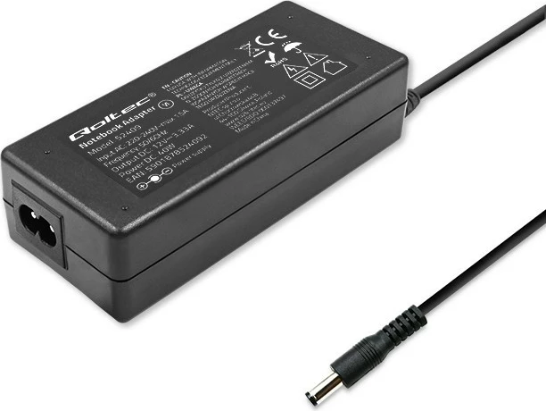 Kasë furnizimi Qoltec 52409, 40W, 12V, 3.33A, 5.5x2.1mm, e zezë me kabllo