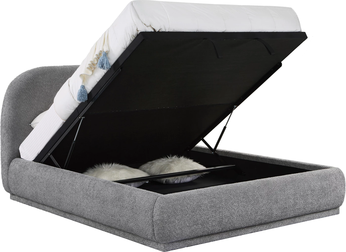 Krevat dopio me hapësirë për depo, stof chenille gri, NOCTIS CD726.01, dyshek 160x200cm