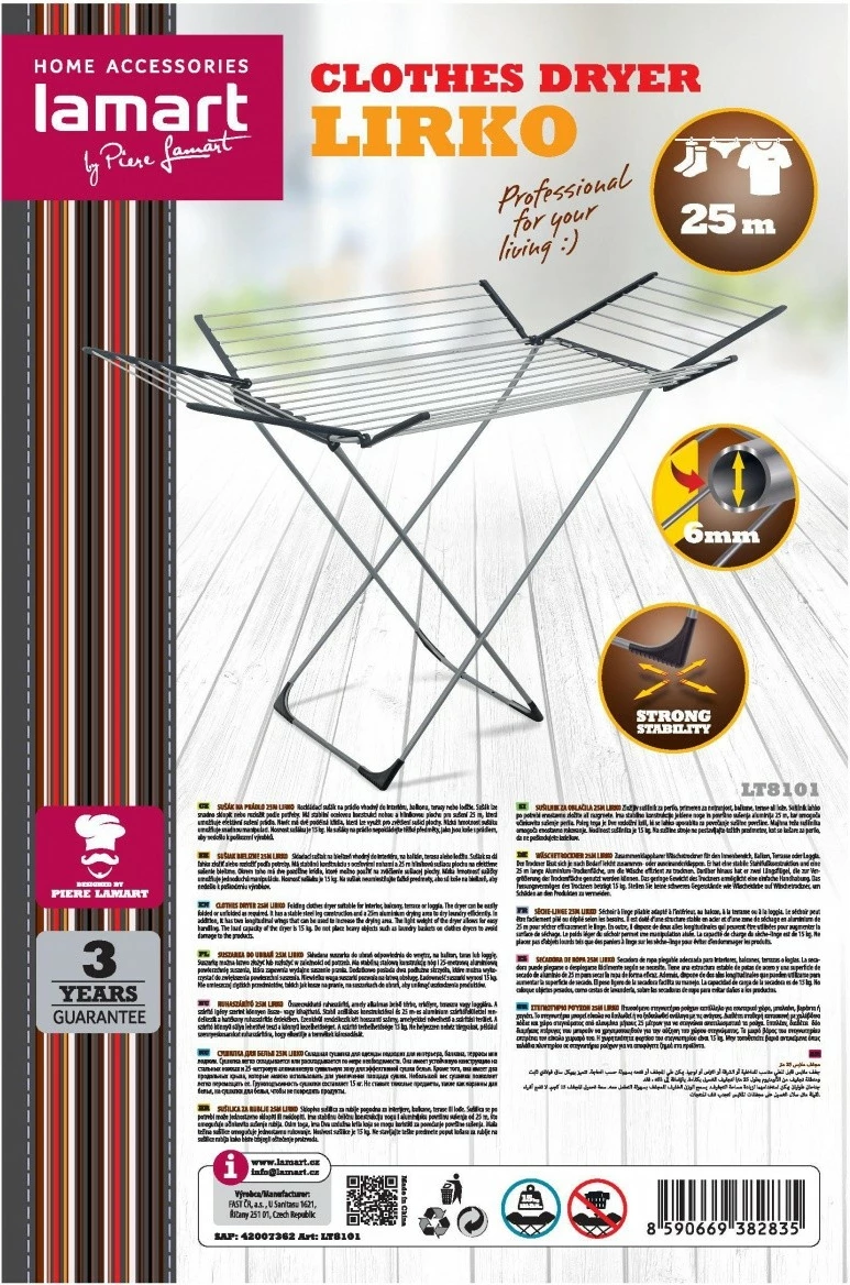 Tharëse rrobash Lamart LT8101 LIRKO, 25 metra, e zezë/argjendtë