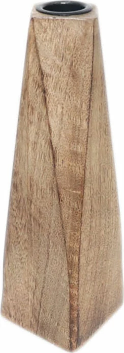 Mbajtës qiriri trigonal, dru natyral, 7x7x21cm