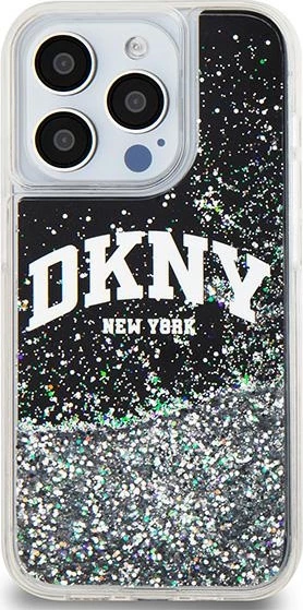 Mbështjellës DKNY Liquid Glitter Big Logo për iPhone 13 Pro / 13, i zi