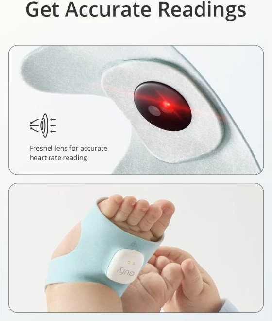 çorape smart monitorimi për bebe + kamerë 2K, Anker Eufy Security Baby S340 (E8340333), monitorim gjumi/ritëm zemre/oksigjen gjaku, njoftime, 0-18 muaj, bardh/mentë