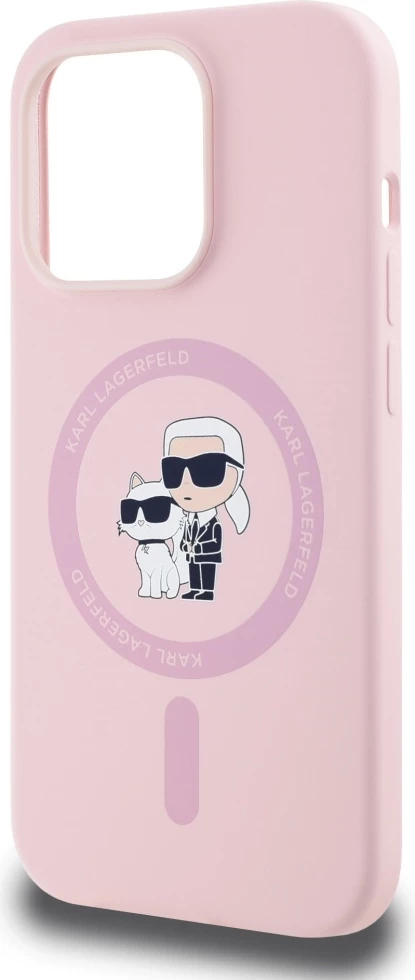 Mbështjellës Karl Lagerfeld Silicone Karl&Choupette MagSafe për iPhone 14 Pro, Rozë