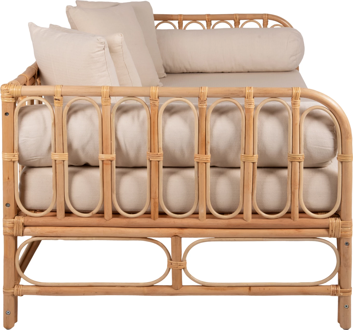 Krevati-divan LIGNANO FH9660 rattan natyral me jastëkë bezhë 200x100x75H cm