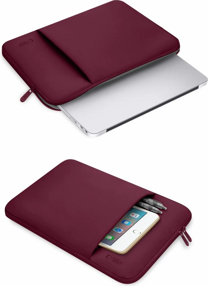 Mbështjellës laptopi Tech-Protect Neoprene 15-16 inç, Kuq e errët