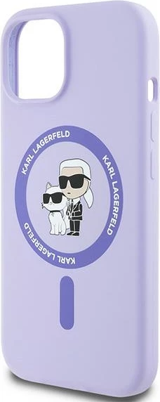 Mbështjellës Karl Lagerfeld Silicone Karl&Choupette Heads Ring MagSafe për iPhone 15, Violet