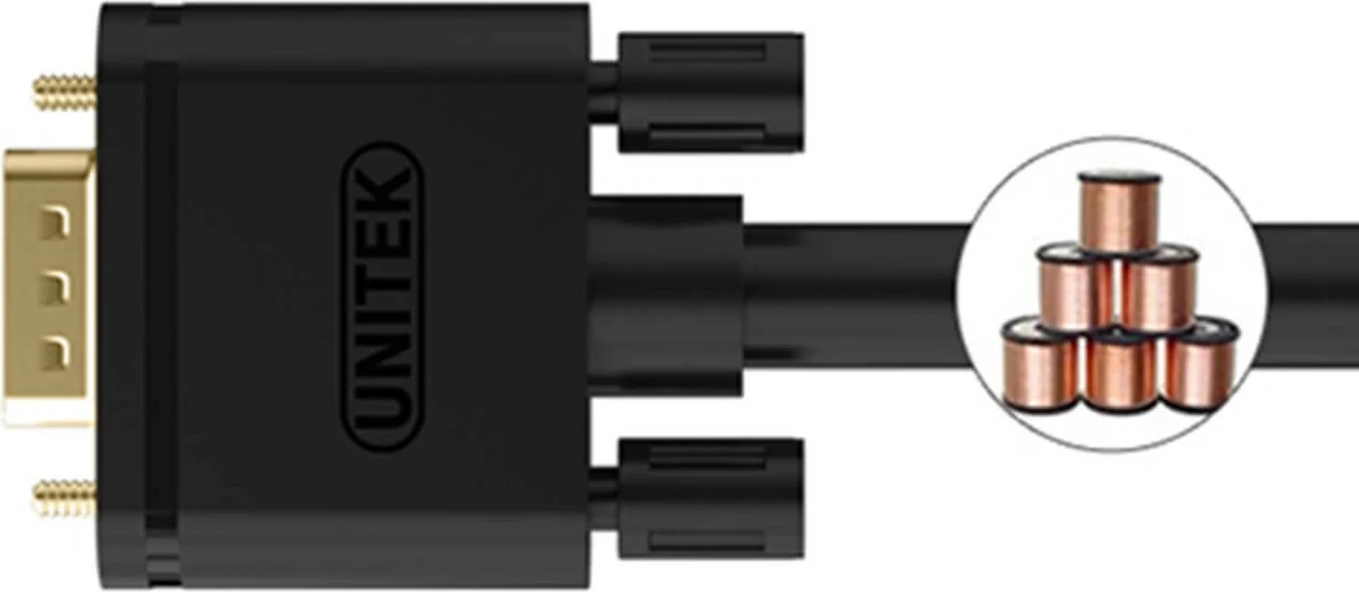 Kabëll VGA Unitek HD15 M/M 20m, i zi