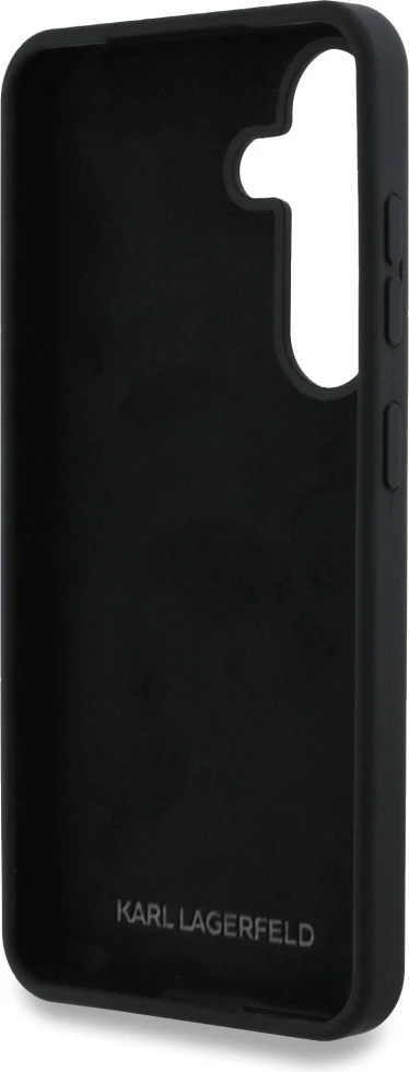 Mbështjellës Karl Lagerfeld Silicone Metal Signature Logo për Samsung Galaxy S25, i zi
