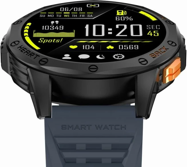 Smartwatch për meshkuj Gravity, rrip i zi dhe i kaltër