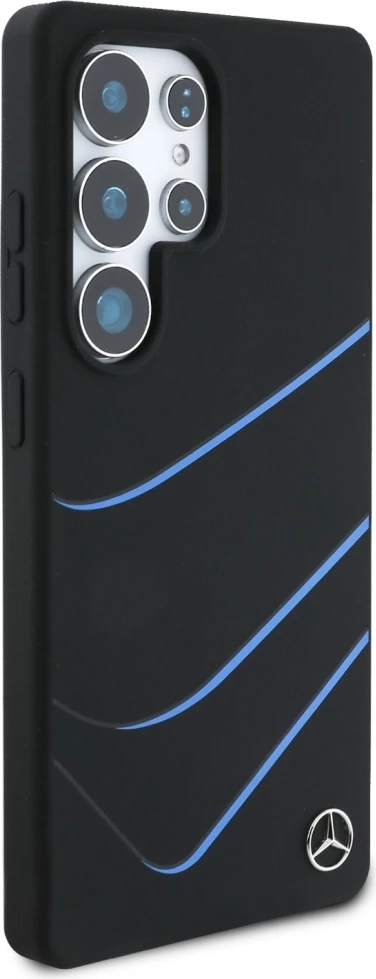 Mbështjellës Mercedes Silicone Contrasted Curves MagSafe për Samsung Galaxy S25 Ultra, Zi